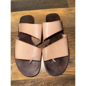 Blowfish Tan Leather Slip On Flat Sandals Size 7.5